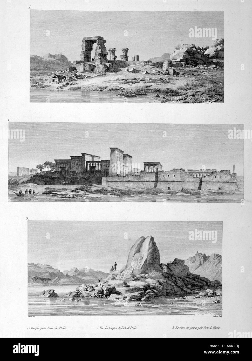 Templi in rovina a Philae, Egitto, 1802. Artista: Vivant Denon Foto Stock