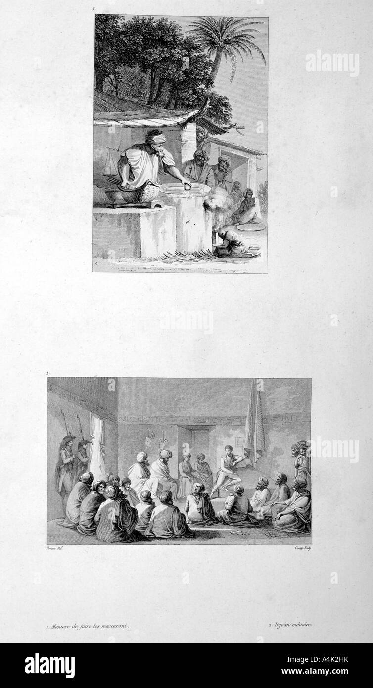 Fabbricare maccheroni e riunione di militari, 1802. Artista: Vivant Denon Foto Stock