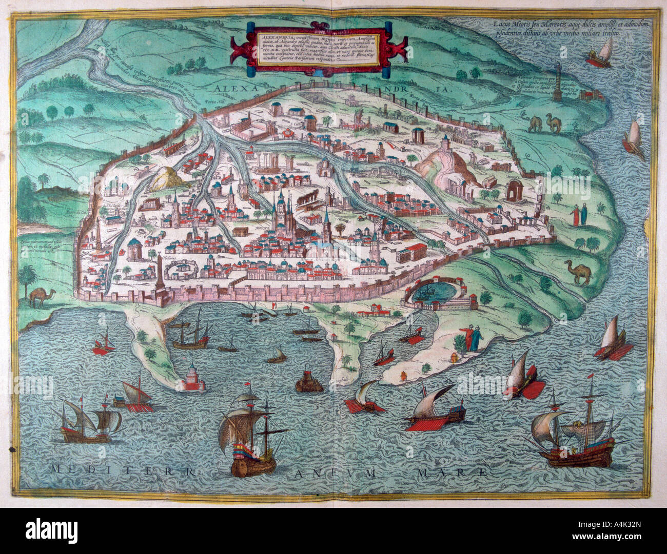 Mappa di Alessandria, Egitto, del XVII secolo. Artista: sconosciuto Foto Stock