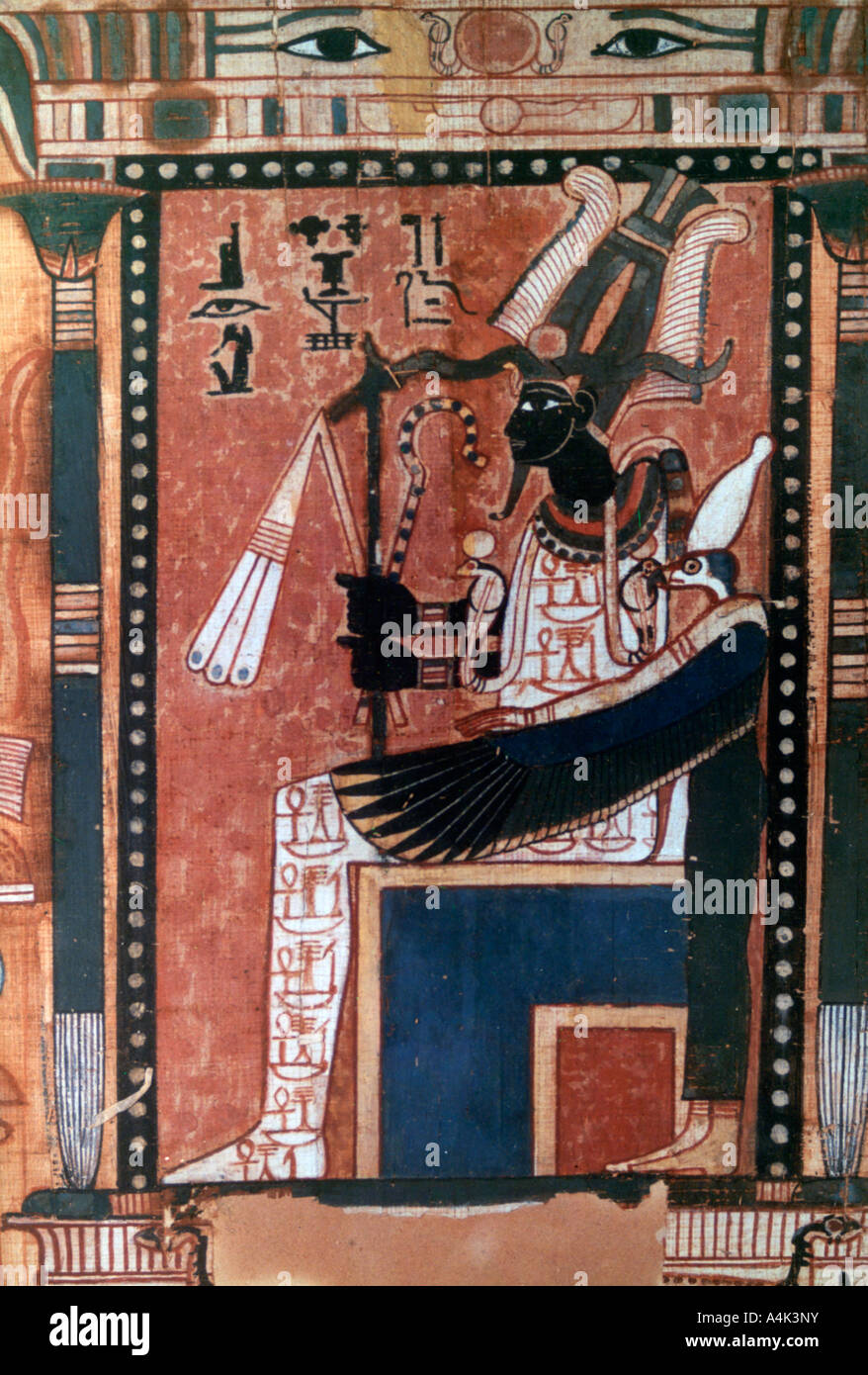 Libro dei Morti di scriba Nebqed, dettaglio del defunto prima di Osiride, XVIII dinastia. Artista: sconosciuto Foto Stock