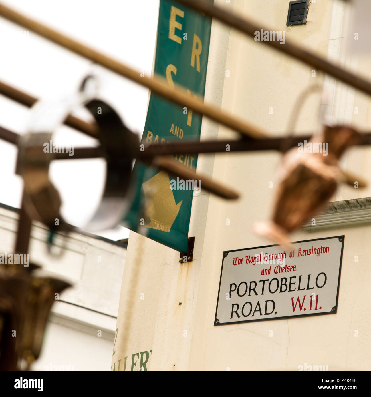 Portobello Road Market Street firmare la placca Foto Stock