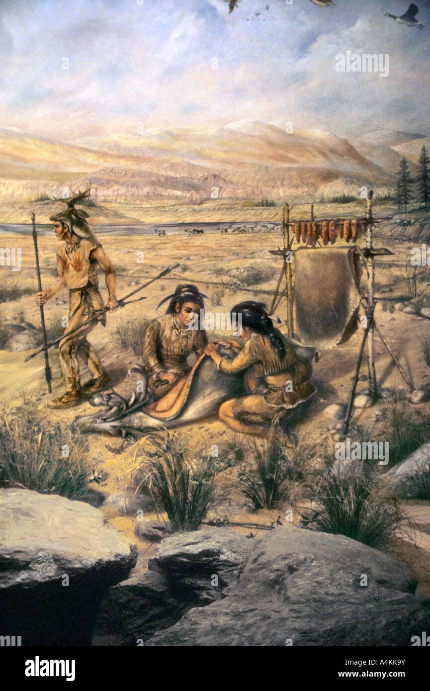 Paleoindian caribou cacciatori in America del Nord. Diorama, Maine Museo di Stato Foto Stock