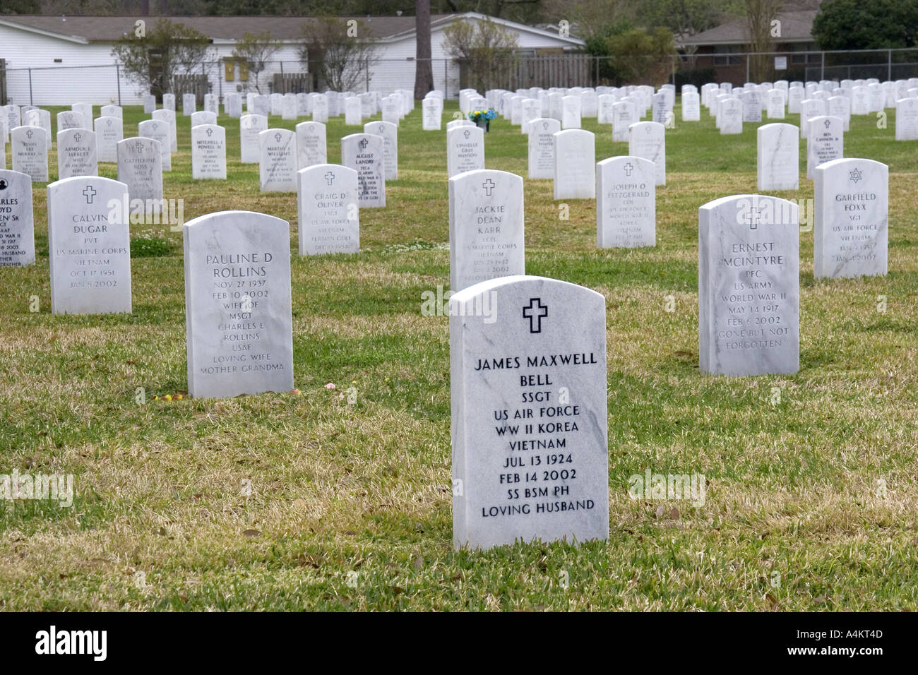 Tomba di pietre al Cimitero Nazionale di Biloxi in Mississippi Foto Stock