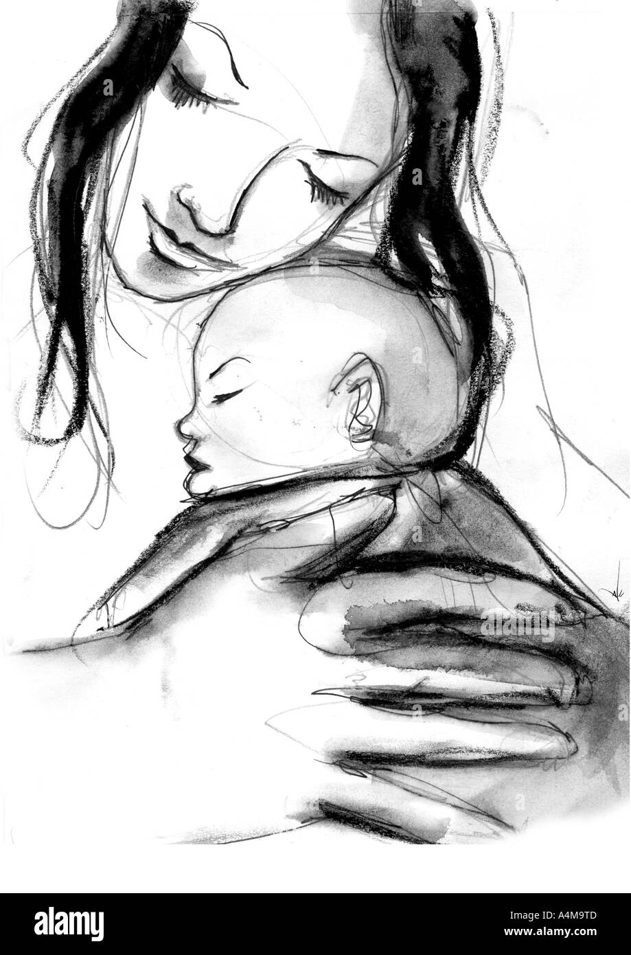 Donna che mantiene il bambino Foto Stock