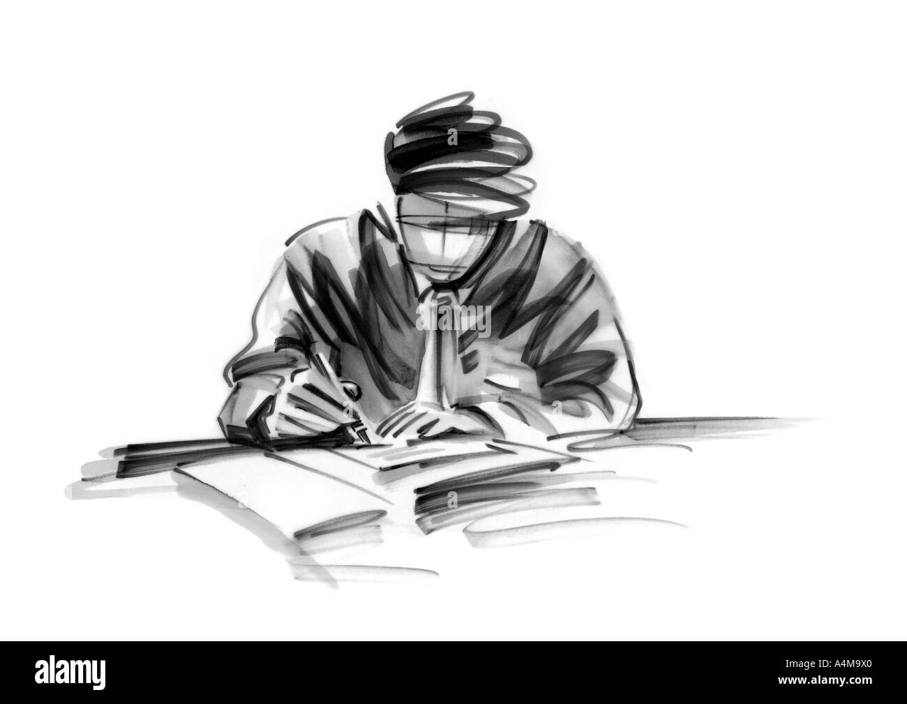 Persona che lavora alla reception Foto Stock