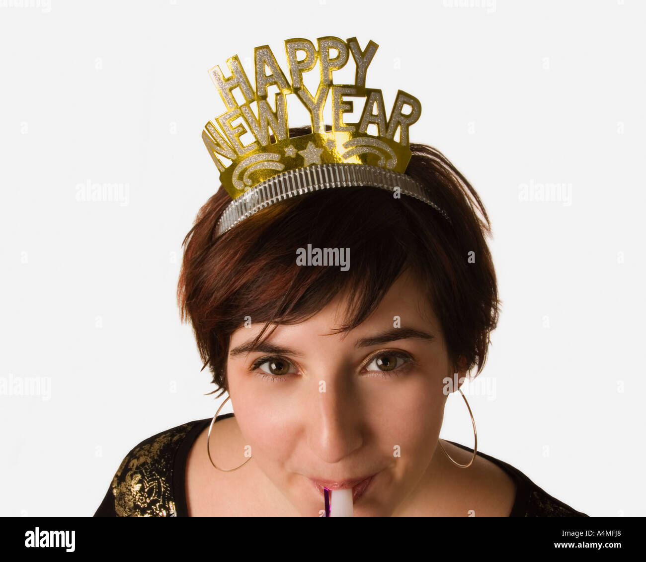 La donna per celebrare il nuovo anno s Foto Stock