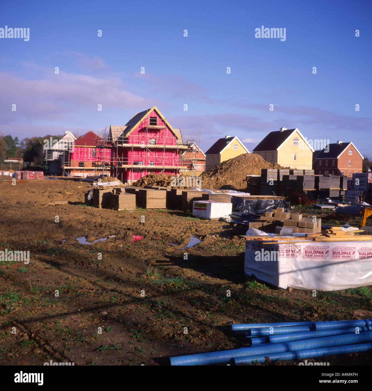 Nuovo case private essendo costruito Rendlesham, Suffolk, Inghilterra Foto Stock