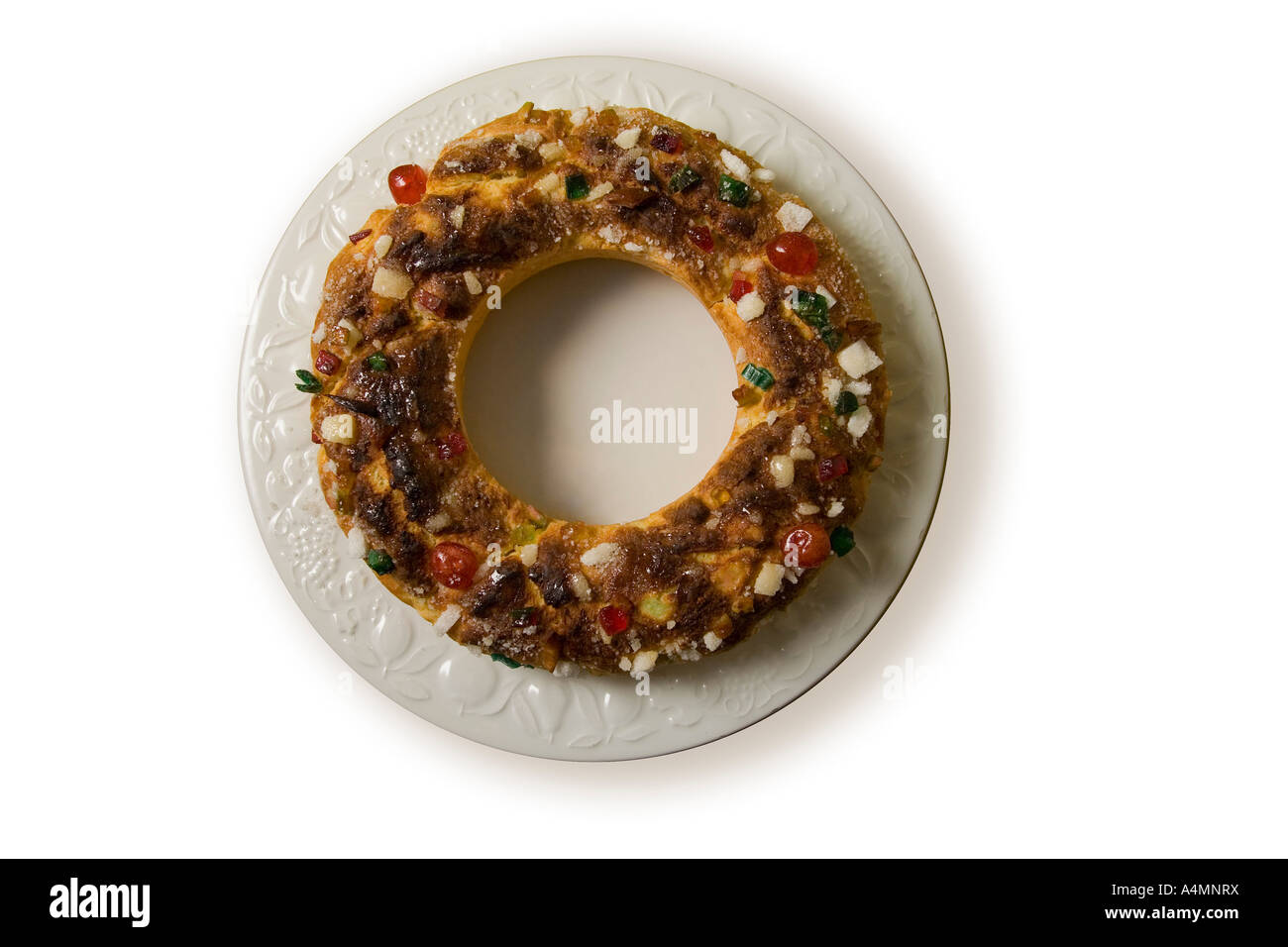 Una famiglia di King Brioche, servita intorno all Epifania (Francia). Brioche familiale des Rois, préparée pour fêter l'Epiphanie (Francia). Foto Stock