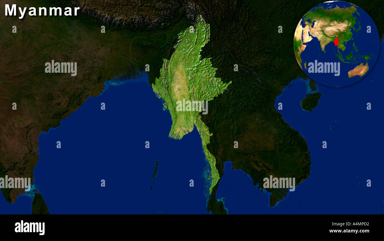 Immagine satellitare del Myanmar ha evidenziato Foto Stock