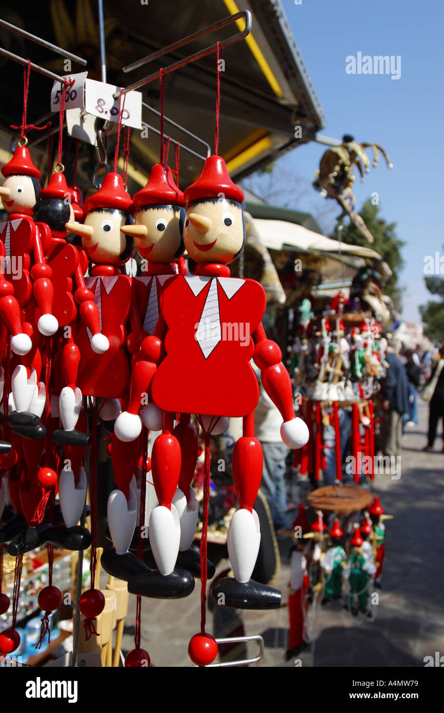 Venezia Italia Pinocchio burattino di legno souvenir in vendita a Venezia Italia Foto Stock
