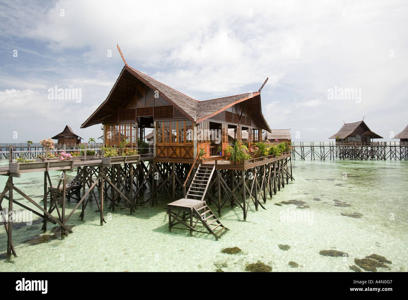 Malaysia Borneo Sabah Semporna Sipadan Kapalai Resort hotel galleggiante Foto Stock
