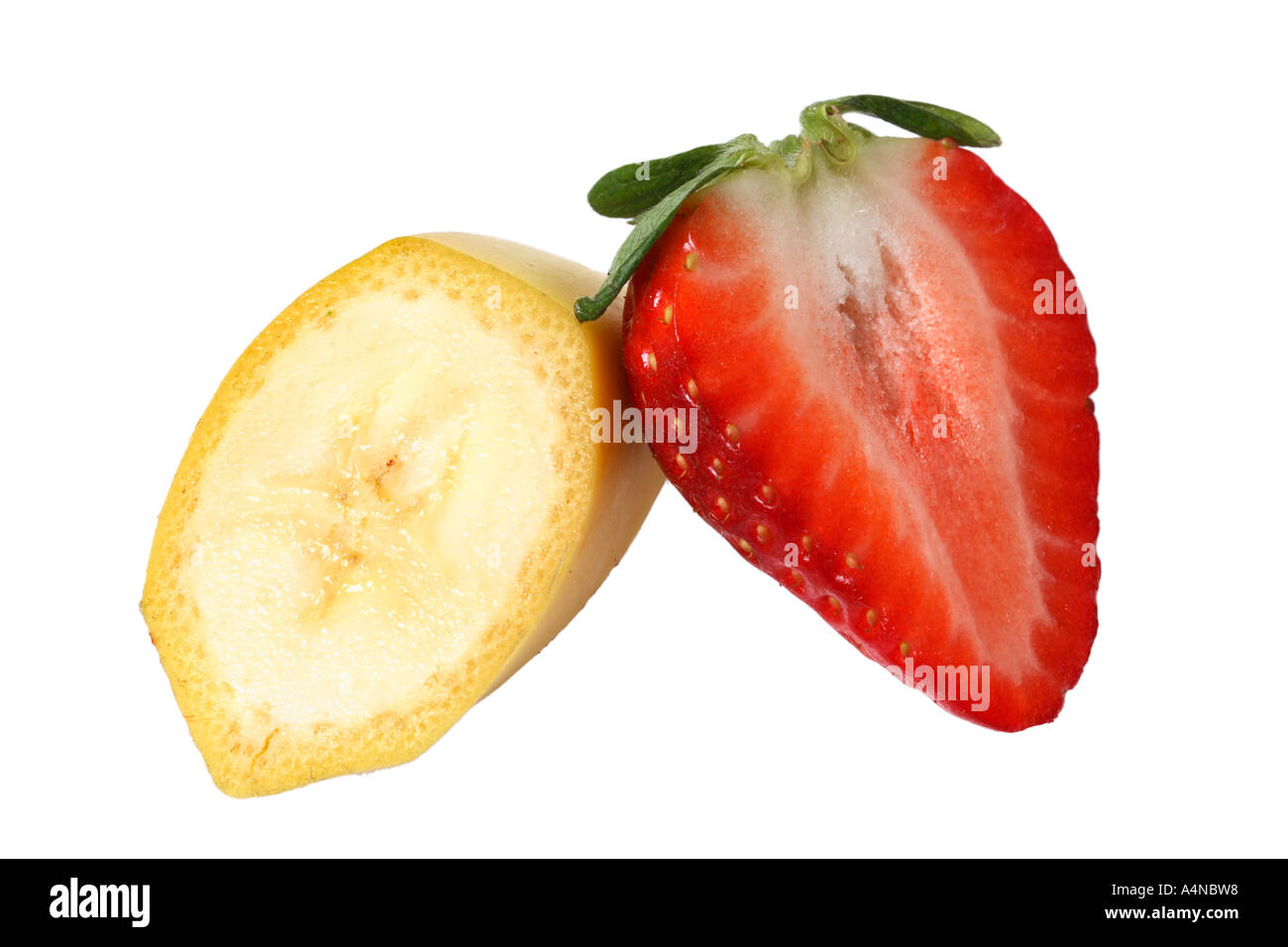 Fette di fragole fresche e banana Foto Stock