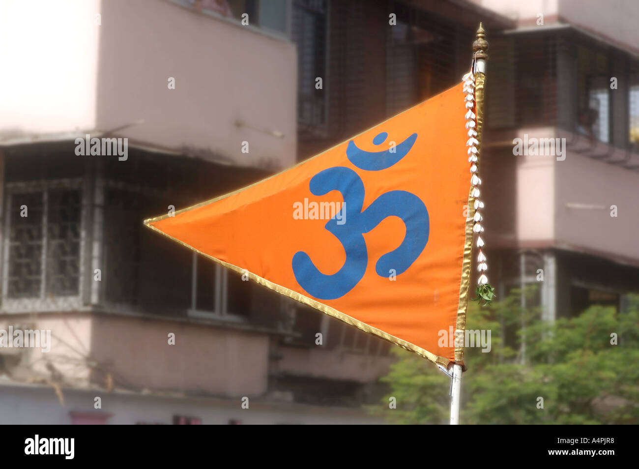 ANG77790 bandiera dell'Induismo Om Omkar al culto di Shiva Shankar Foto Stock