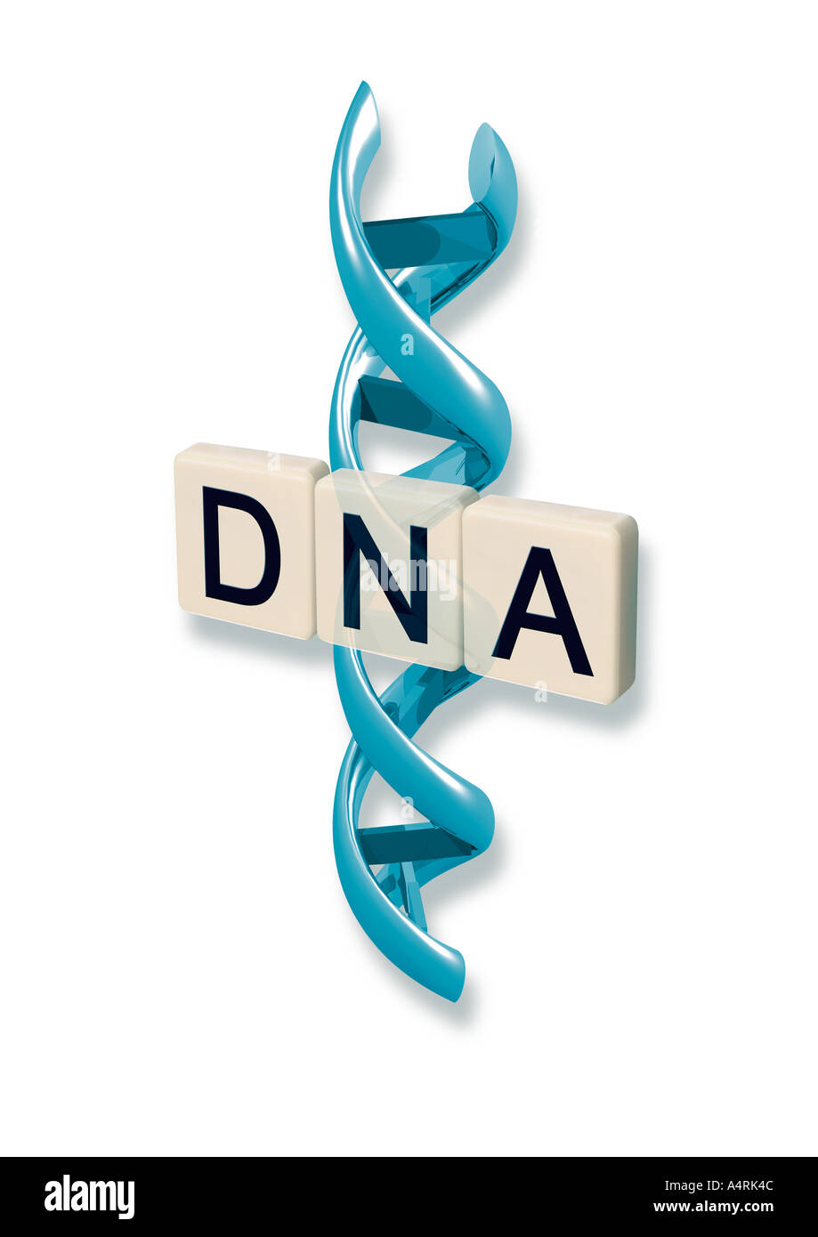 Lettere con DNA Helix DNA Schriftzug mit Alphadoppelhelix Foto Stock