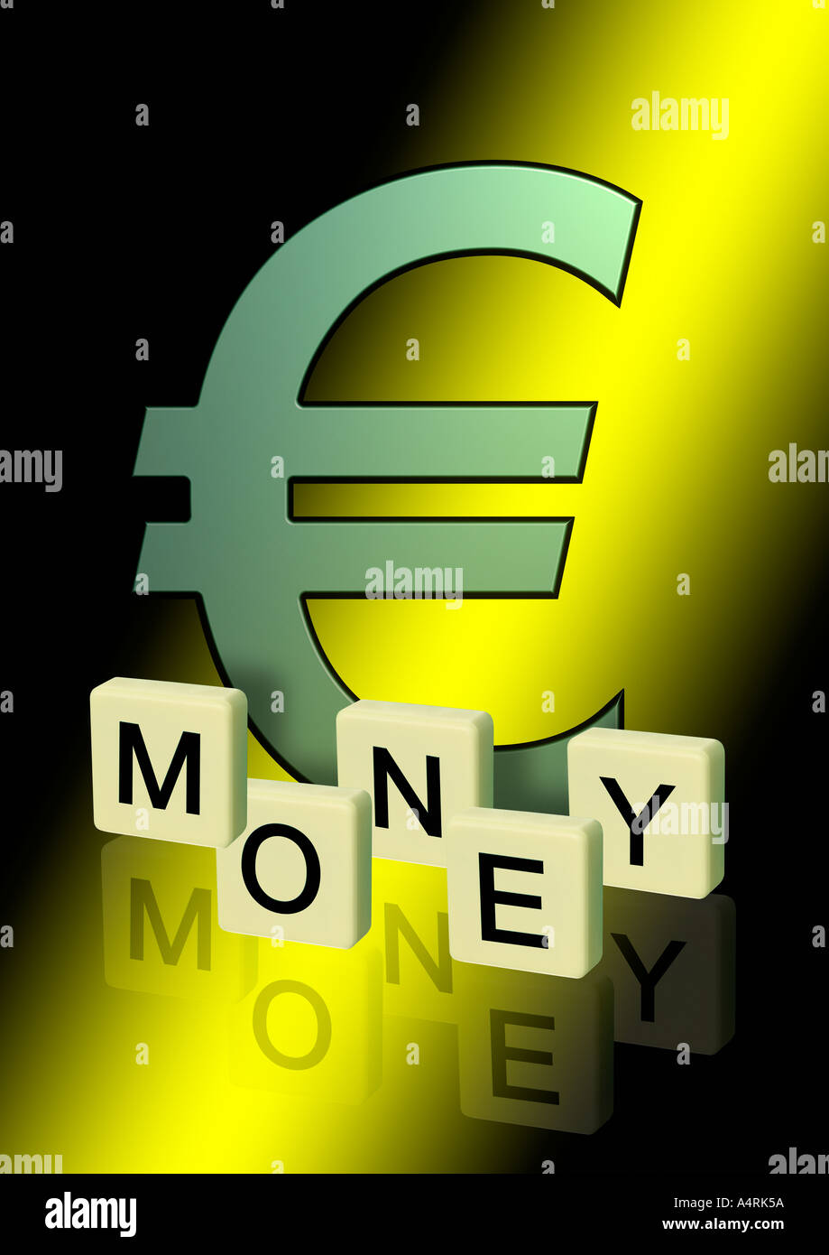 Simboli e lettere di euro denaro Buchstaben und simboli Euro Foto Stock