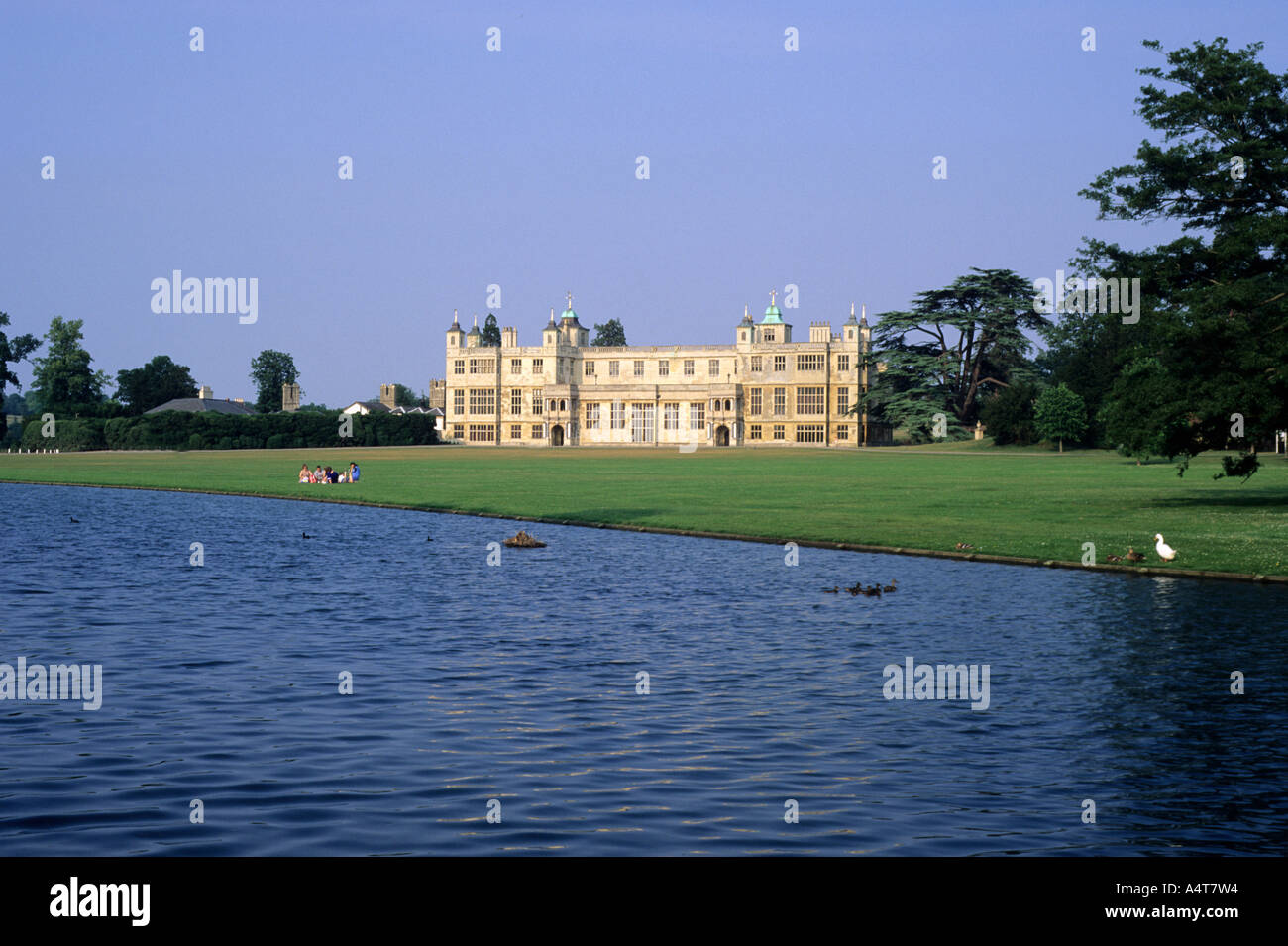 Audley End, Essex House, Lago, viaggi, turismo, Inghilterra, Regno Unito vicino a Saffron Walden Foto Stock