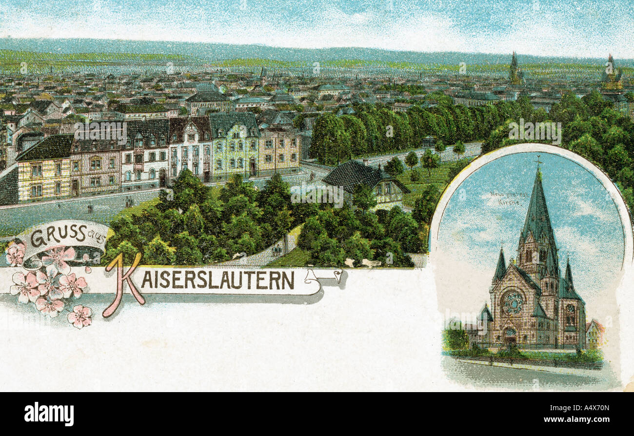 Cartolina storica circa 1900 Kaiserslautern in Germania Foto Stock
