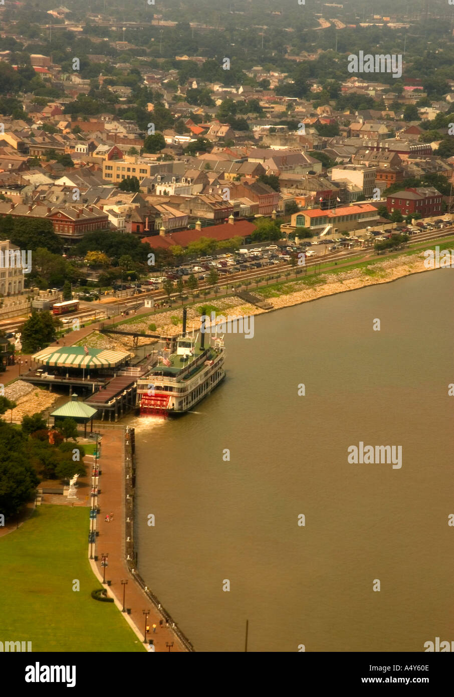 Vista aerea del fiume Mississippi New Orleans LA USA Foto Stock