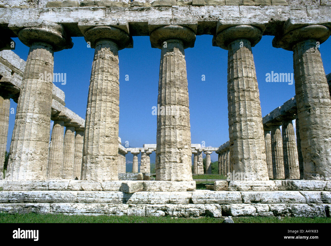 Italia Campania Paestum Basilica di Paestum aka il tempio di Hera Foto Stock