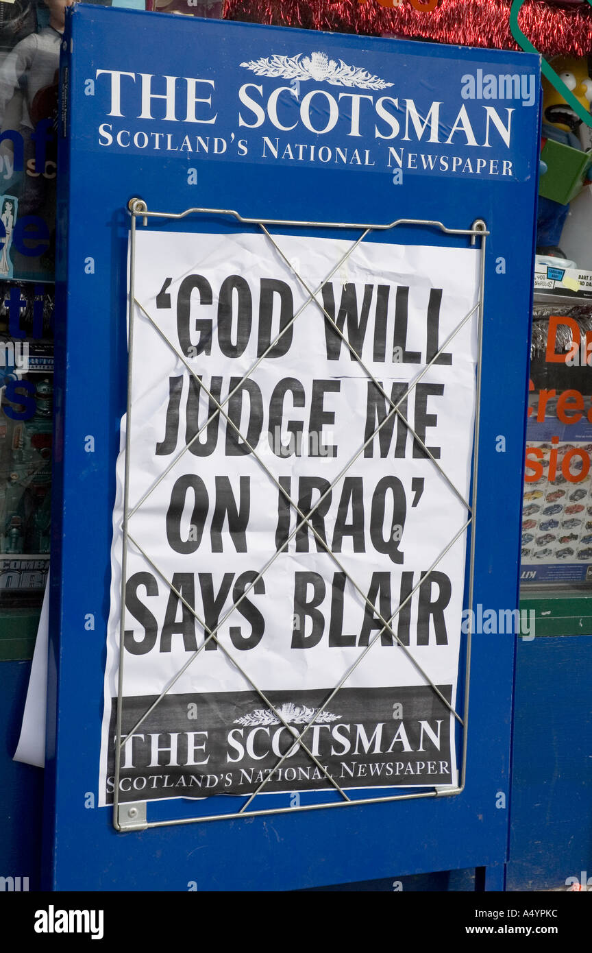 Tony Blair del commento sulla guerra in Iraq in primo piano Foto Stock