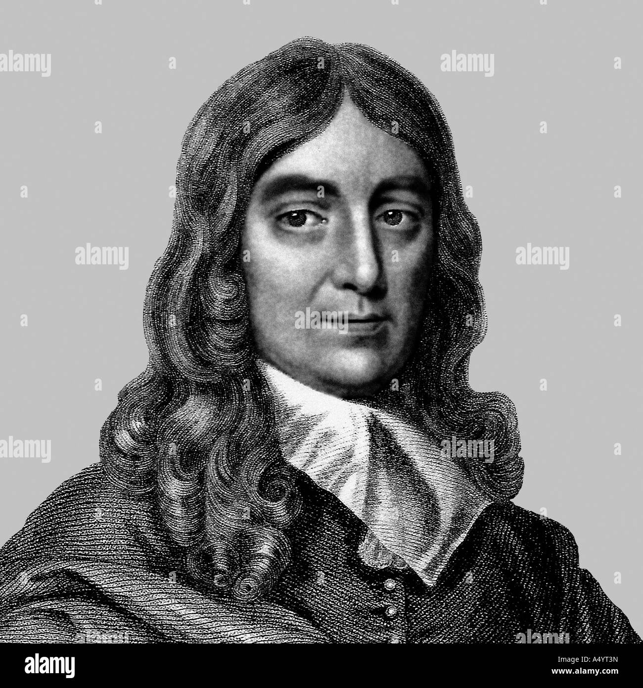 John Milton 1608 1674 poeta inglese incisione Foto Stock