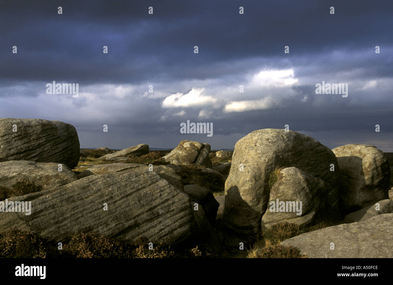 HIGGER TOR HATHERSAGE DERBYSHIRE Parco nazionale di Peak District Inghilterra Foto Stock