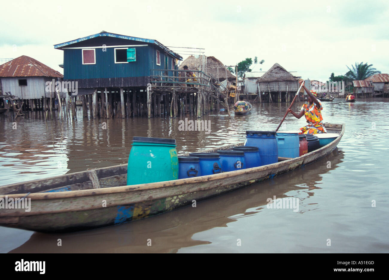 Lago Ganvie Hokoue Grand Canal Benin Foto Stock