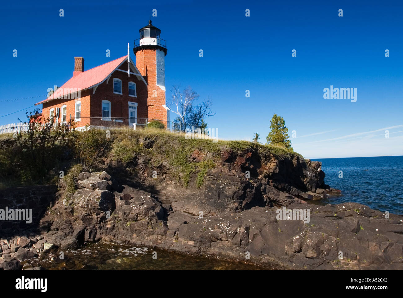 Eagle Harbor faro sul Lago Superior Penisola Keweenaw Eagle Harbor Michigan Foto Stock