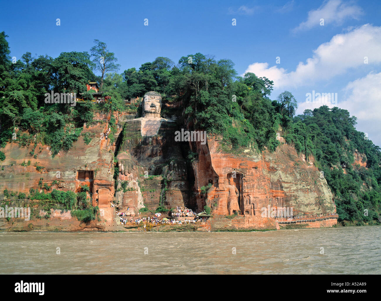 Grand Buddha, Fiume Dadu, Leshan, Sichuan, in Cina Foto Stock