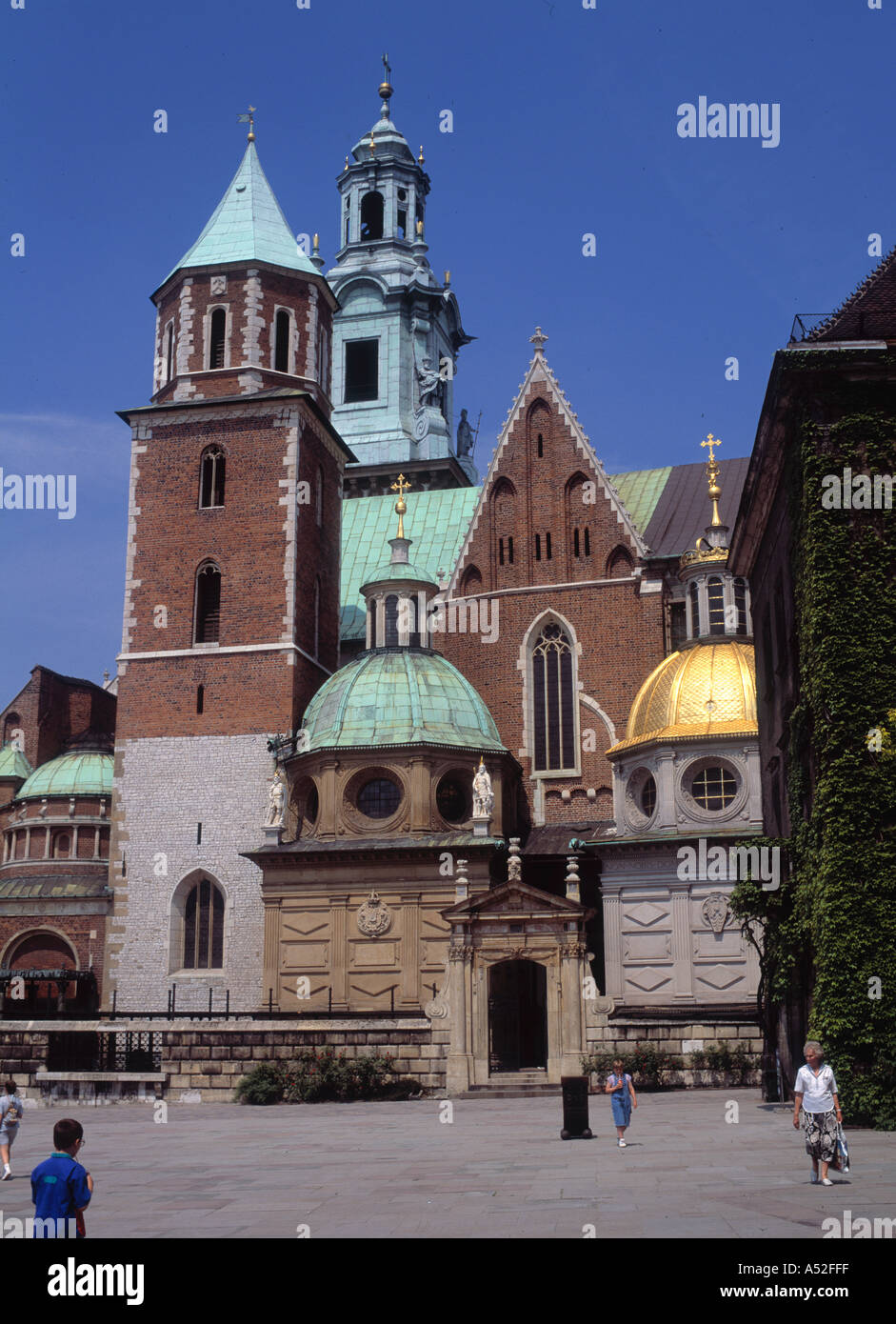 Cattedrale, dalla collina di Wawel, Cracovia in Polonia Foto Stock