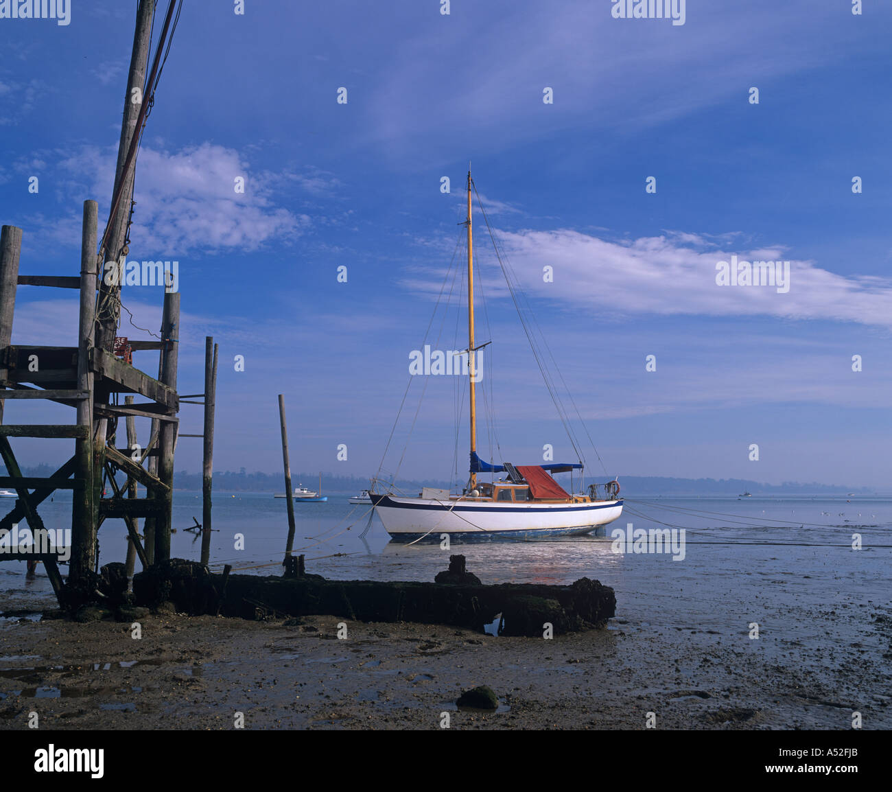 Fiume Orwell Pin Mill Suffolk REGNO UNITO MOLLA Foto Stock