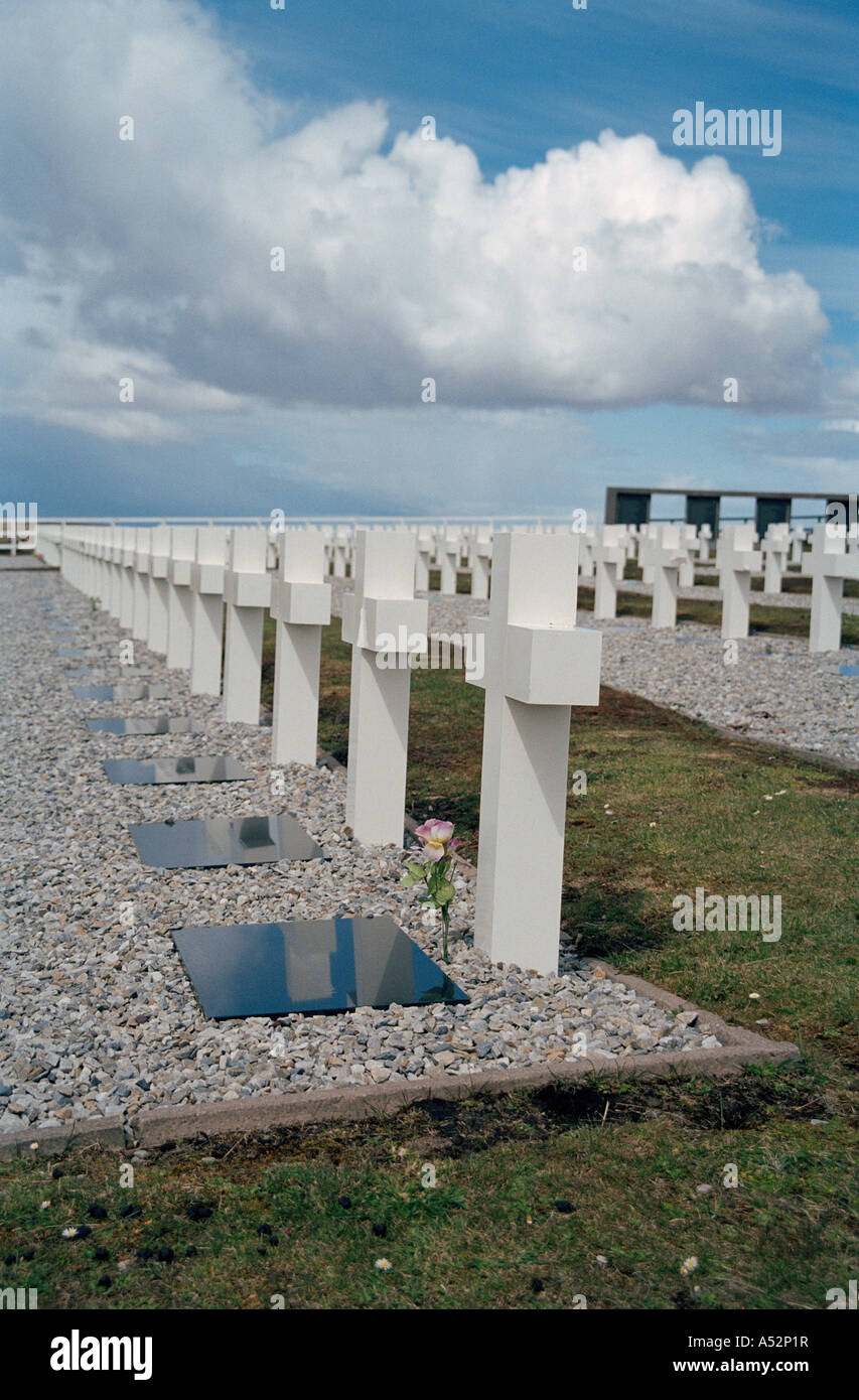 Militari argentini cimitero, (Cementerio de Darwin), Darwin, East Falkland, Isole Falkland, Sud Atlantico Foto Stock