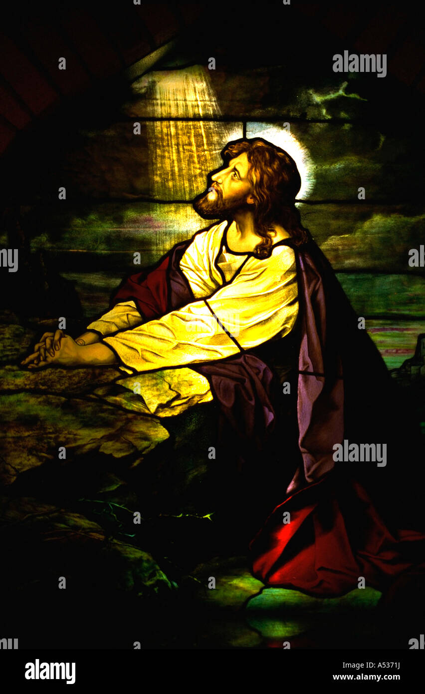 Cristo pregando nel giardino del Getsemani. San Luca della cattolica Chiesa di St Louis Park Minnesota USA Foto Stock