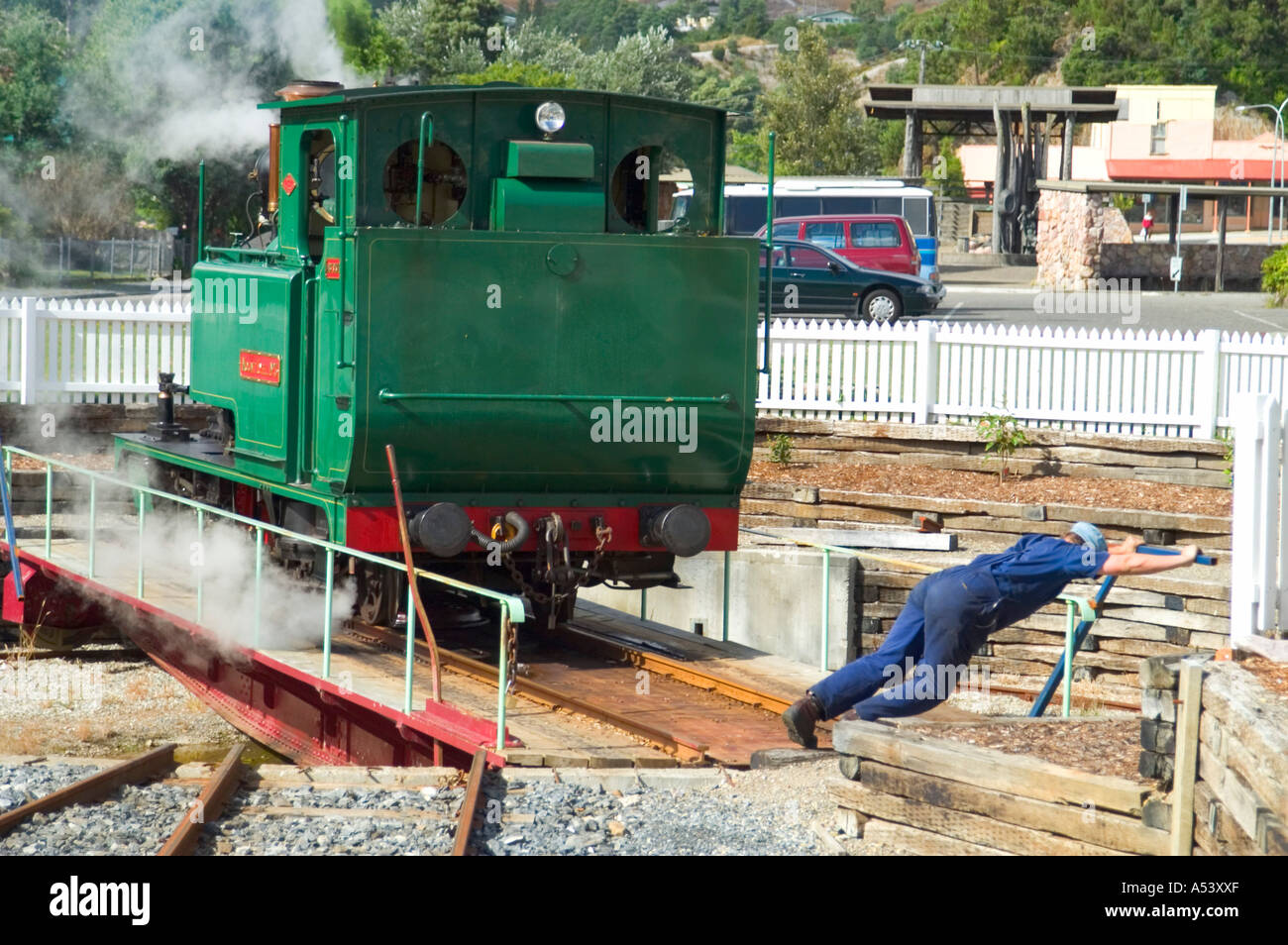 Tavola rotante di abt railway queenstown tasmania australia Foto Stock