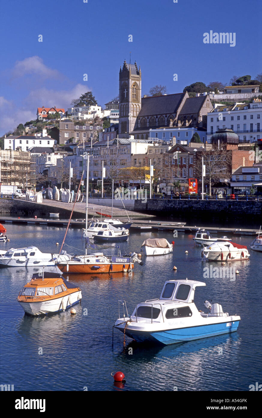 Torquay città di vacanze si trova nel South Hams in Riviera Inglese nel South Devon. XPL 4736-444 Foto Stock