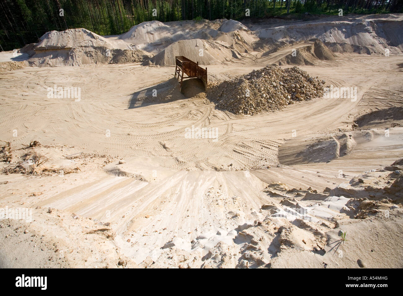 Sandpit in una cresta sabbiosa , Finlandia Foto Stock
