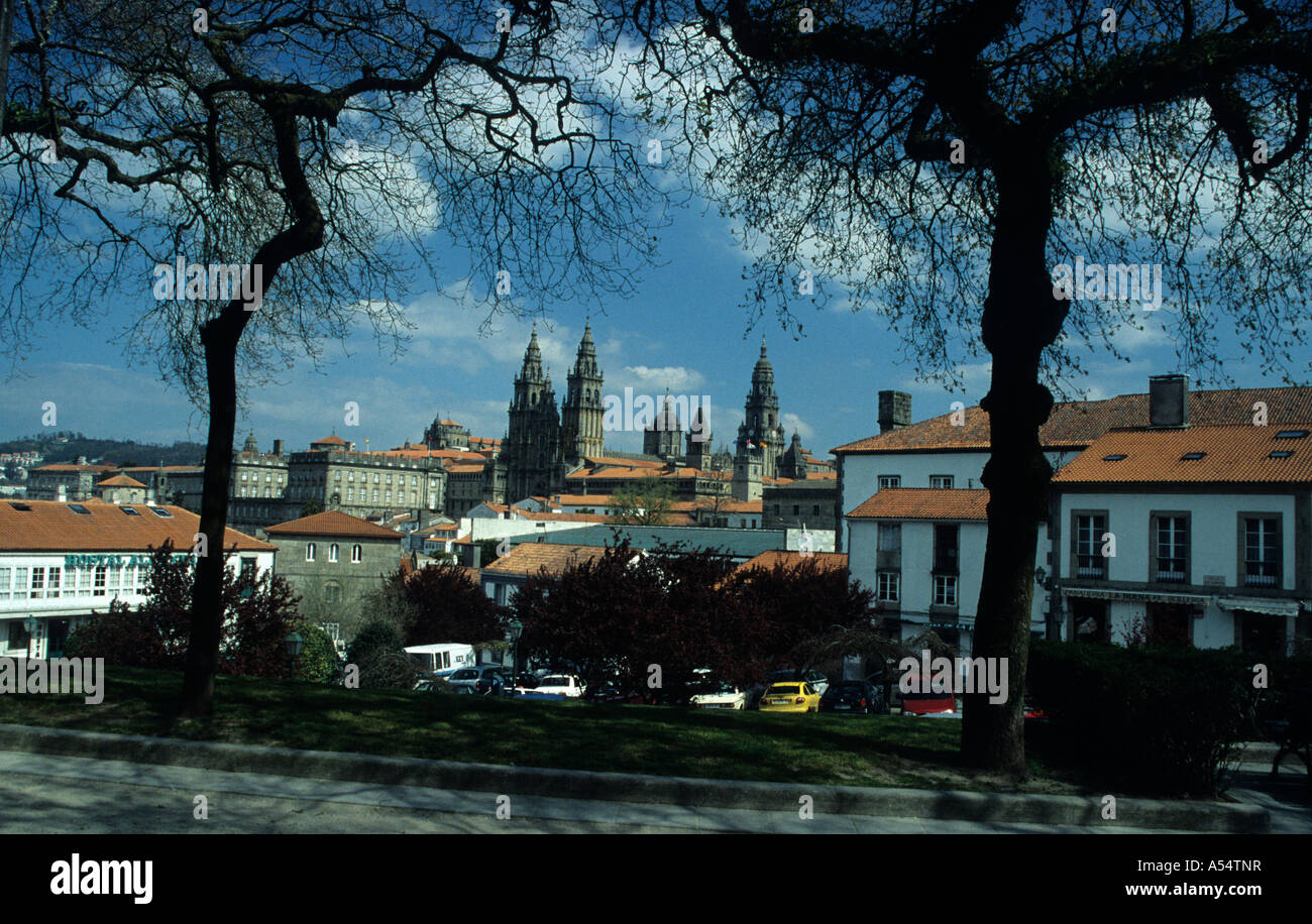 La magnifica cattedrale di Santiago de Compostela alla fine del Camino de Santiago de Compostela in Spagna Galcia Foto Stock