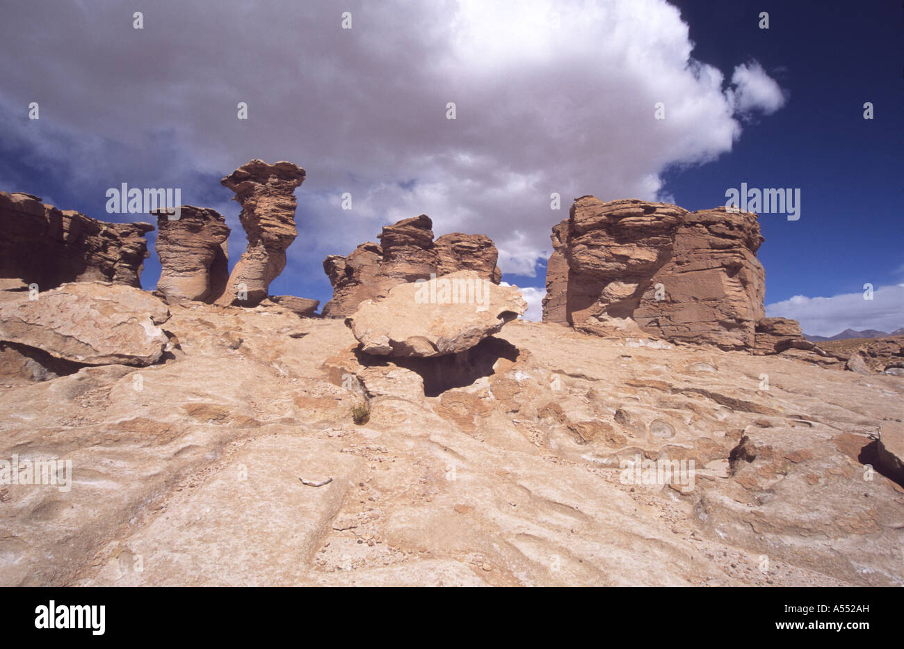 Valle delle rocce, formazioni rocciose ignimbrite/vulcaniche erose vicino a Villa Alota, vicino a Uyuni, provincia di Lipez settentrionale, Bolivia Foto Stock