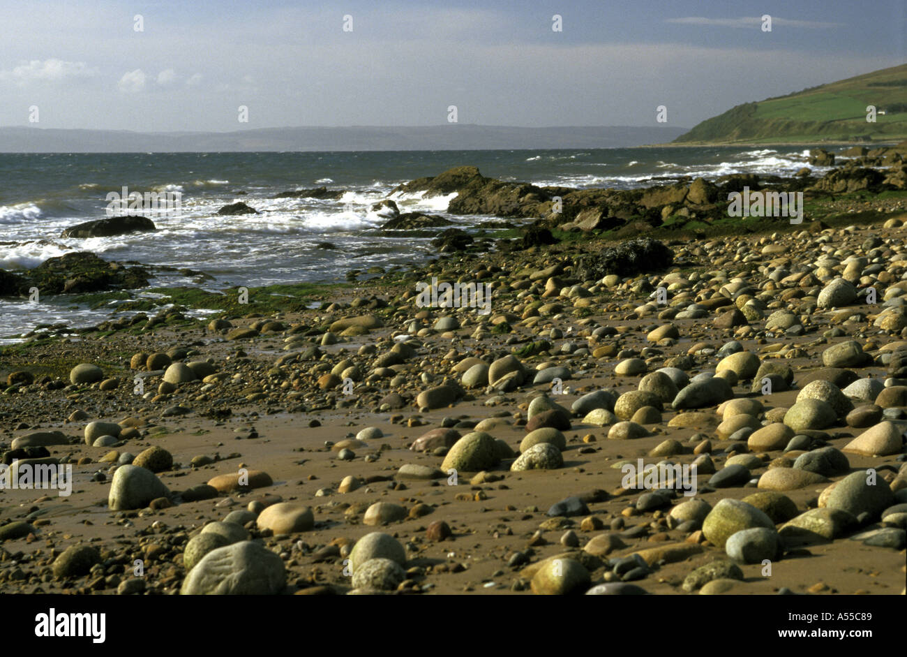 Ciotoli arrotondati MACHRIE BAY ISLE OF ARRAN Scozia Scotland Foto Stock