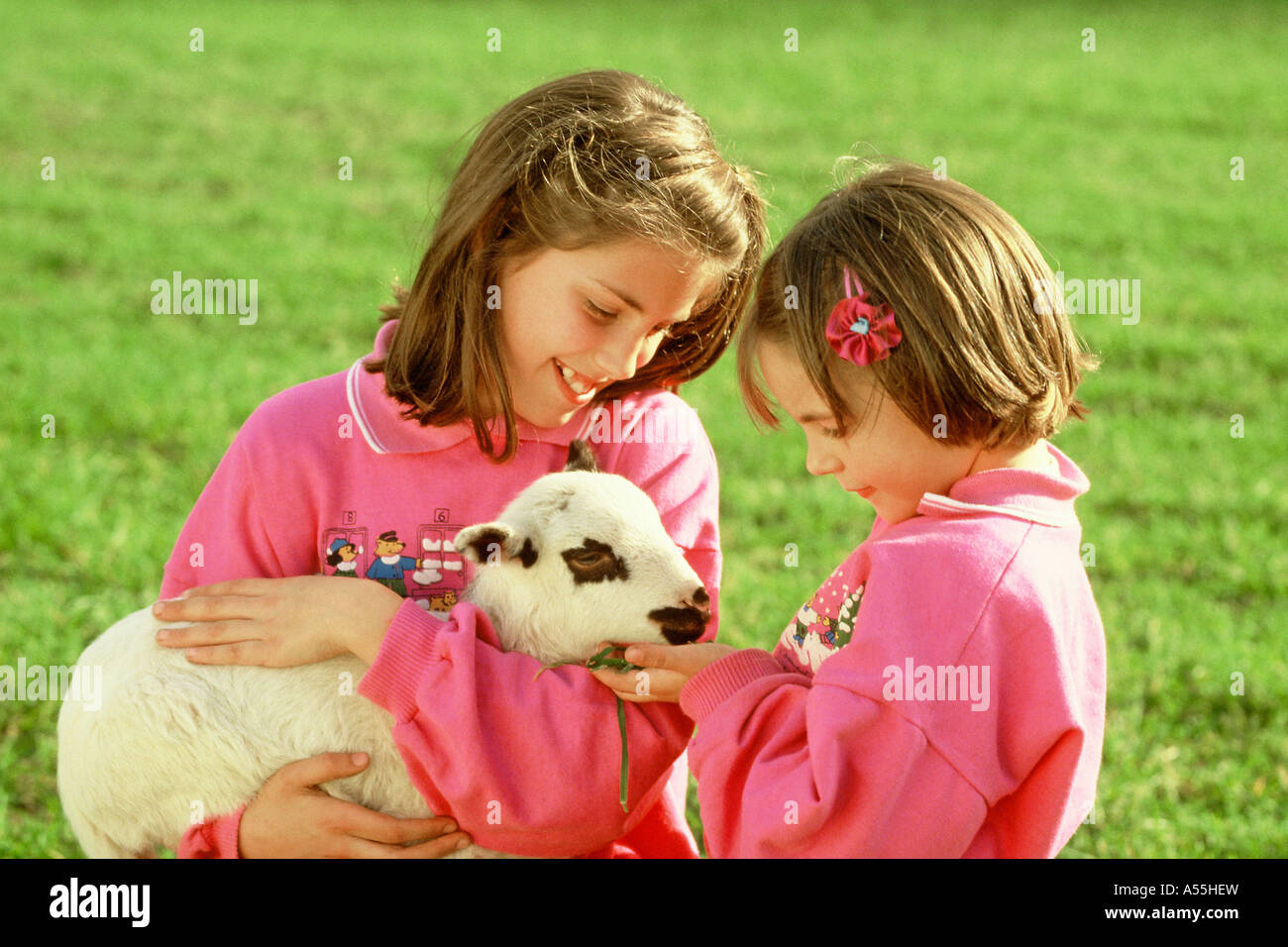 Due ragazze e un po' di agnello Foto Stock