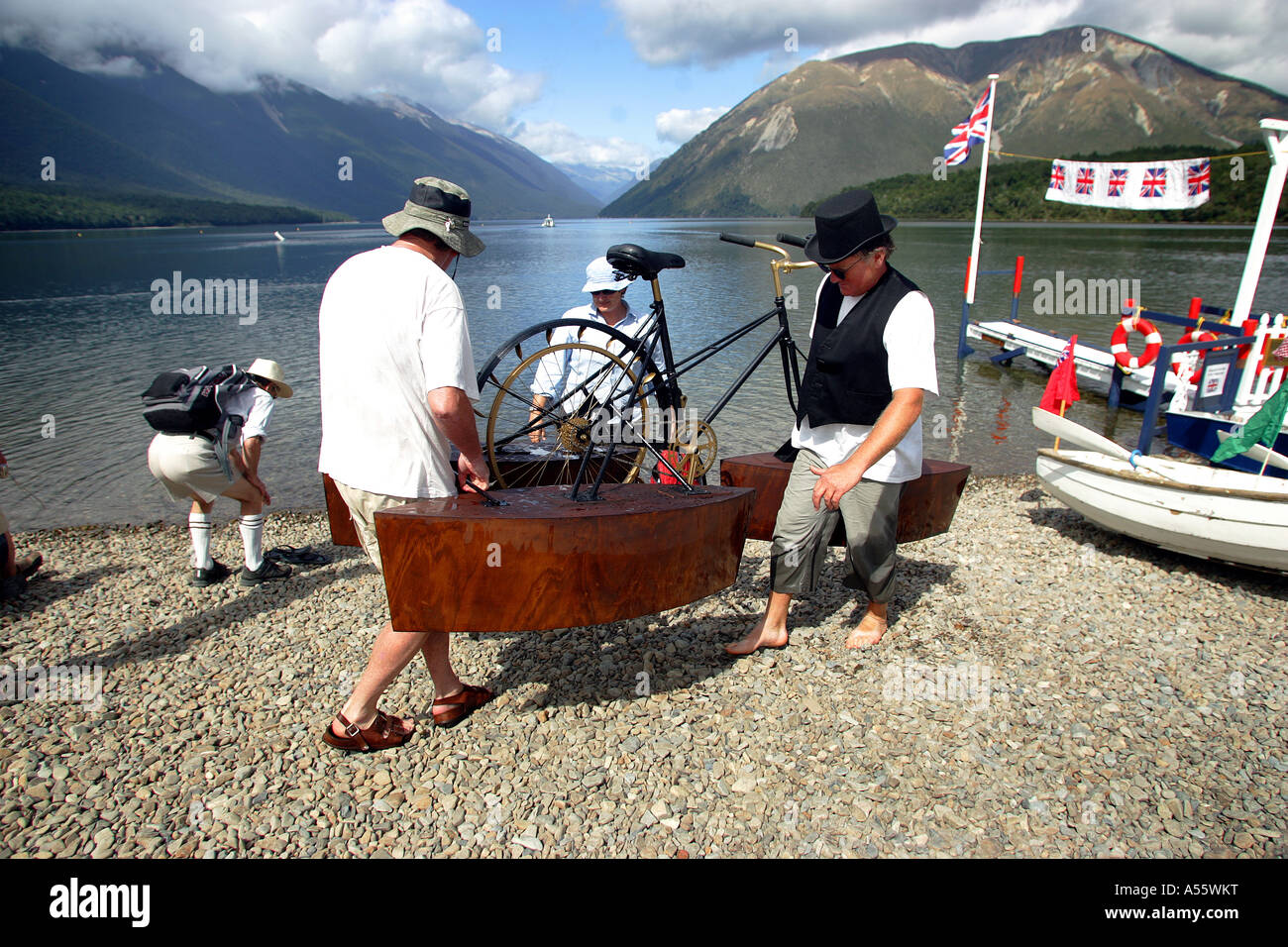 Il classico e antico Boat Show a Saint Arnaud, Lago Rotoiti Nelson Lakes National Park in Nuova Zelanda Foto Stock