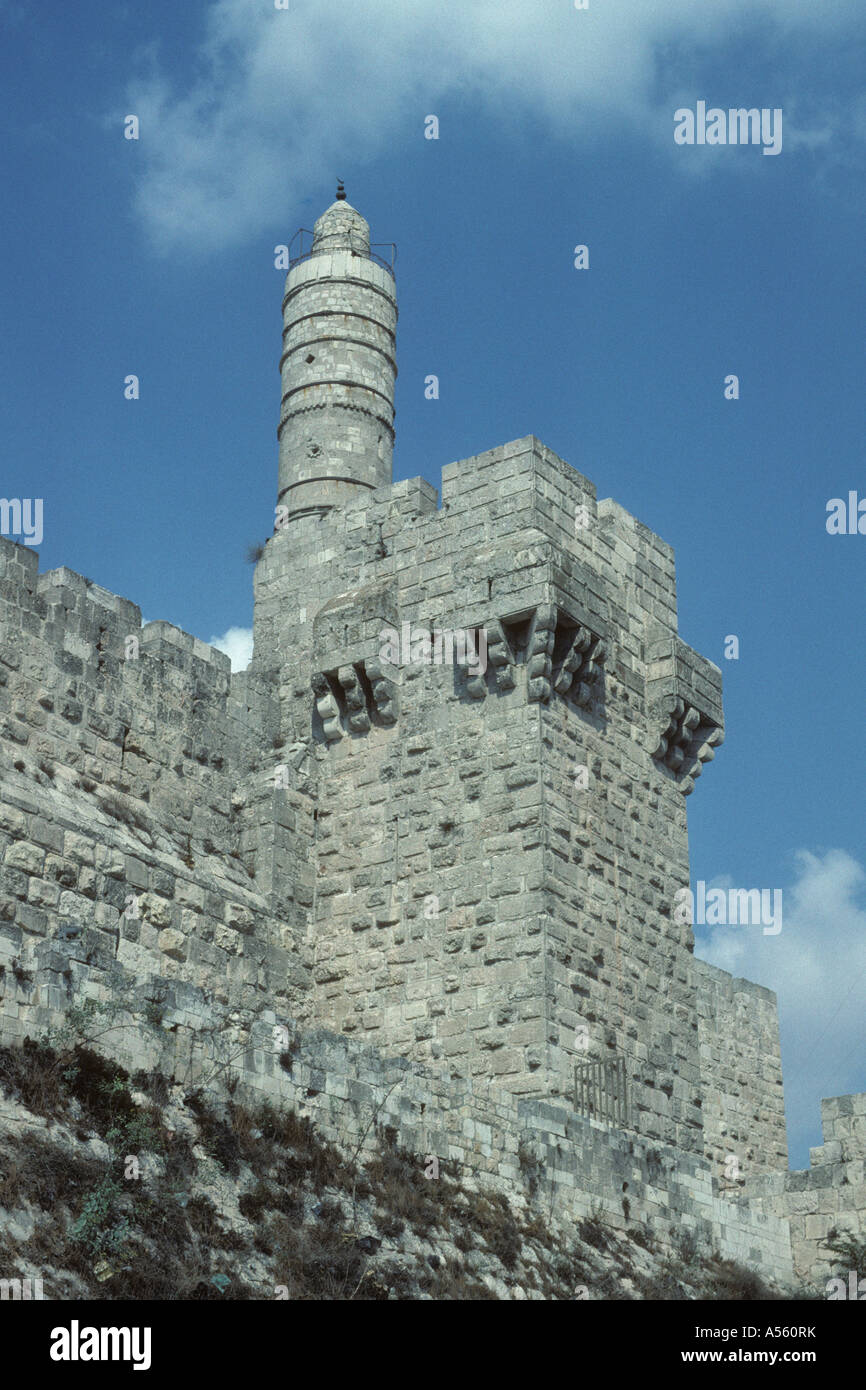La Cittadella di Gerusalemme meglio conosciuta come la torre di Davide oggi il fort si distingue per le sue torri islamica Foto Stock