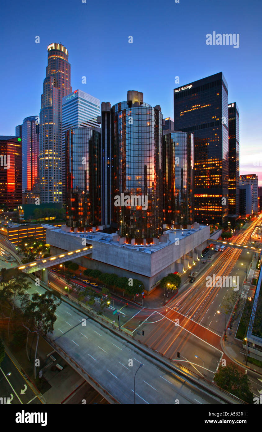Skyline del centro di Los Angeles in California negli Stati Uniti Foto Stock
