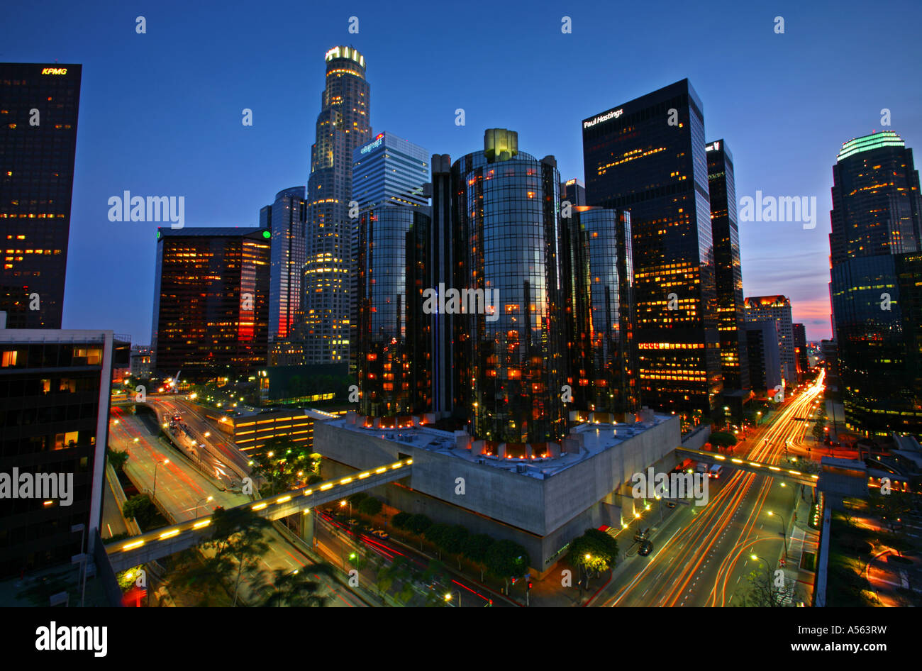 Skyline del centro di Los Angeles in California negli Stati Uniti Foto Stock
