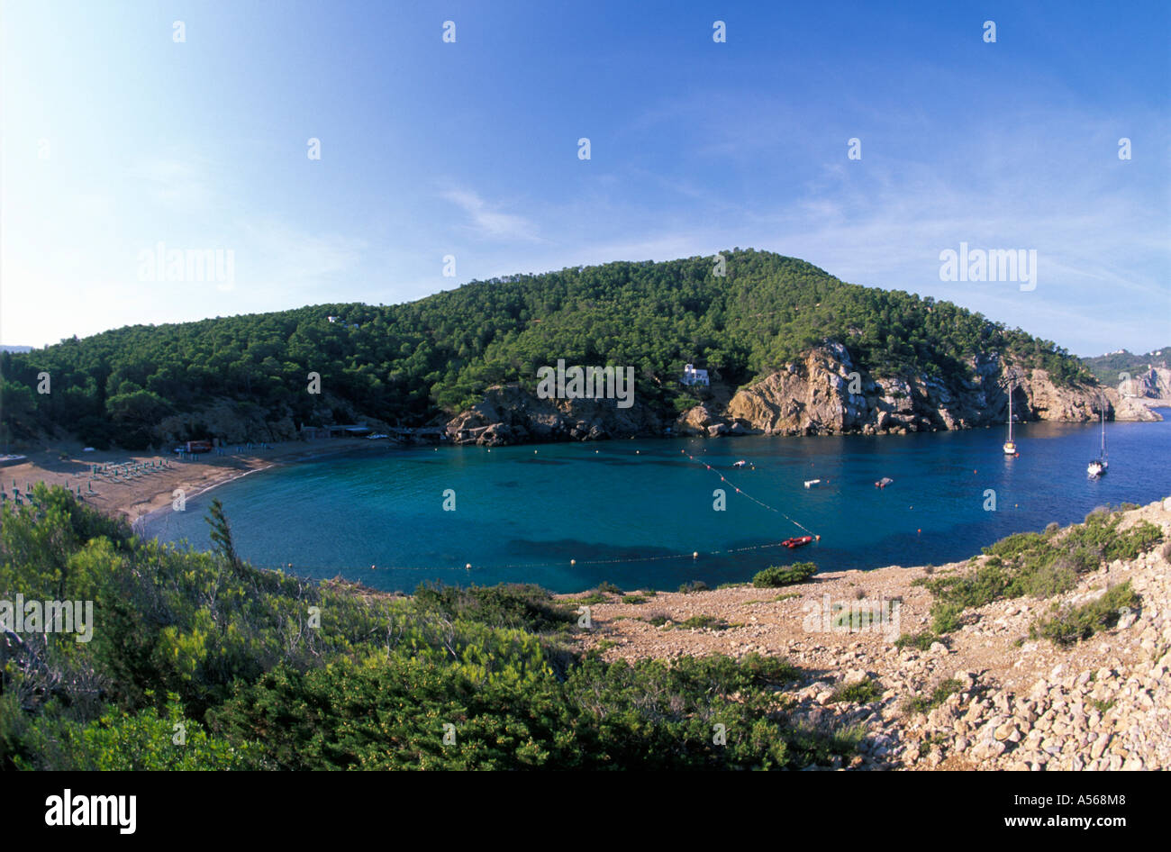 Cala Benirras vicino a Port de Sant Miquel - Ibiza Foto Stock