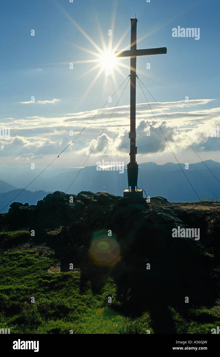 Gipfelkreuz Riedberghorn Allgaeuer Alpen Deutschland Foto Stock