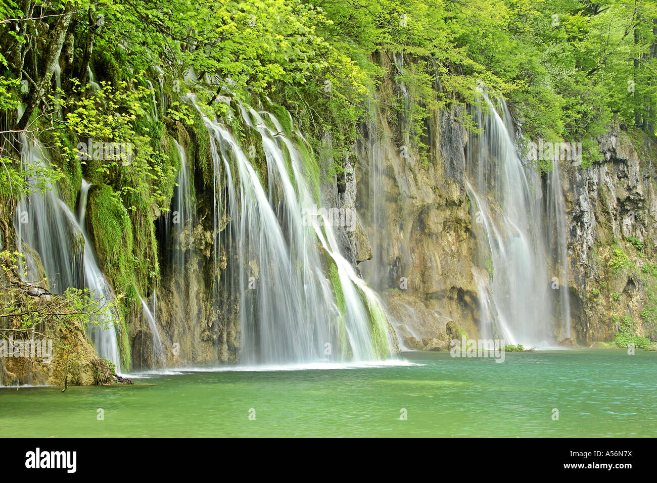 Visualizzare nel canyon intorno ai laghi inferiori il Parco Nazionale dei Laghi di Plitvice in Croazia Foto Stock