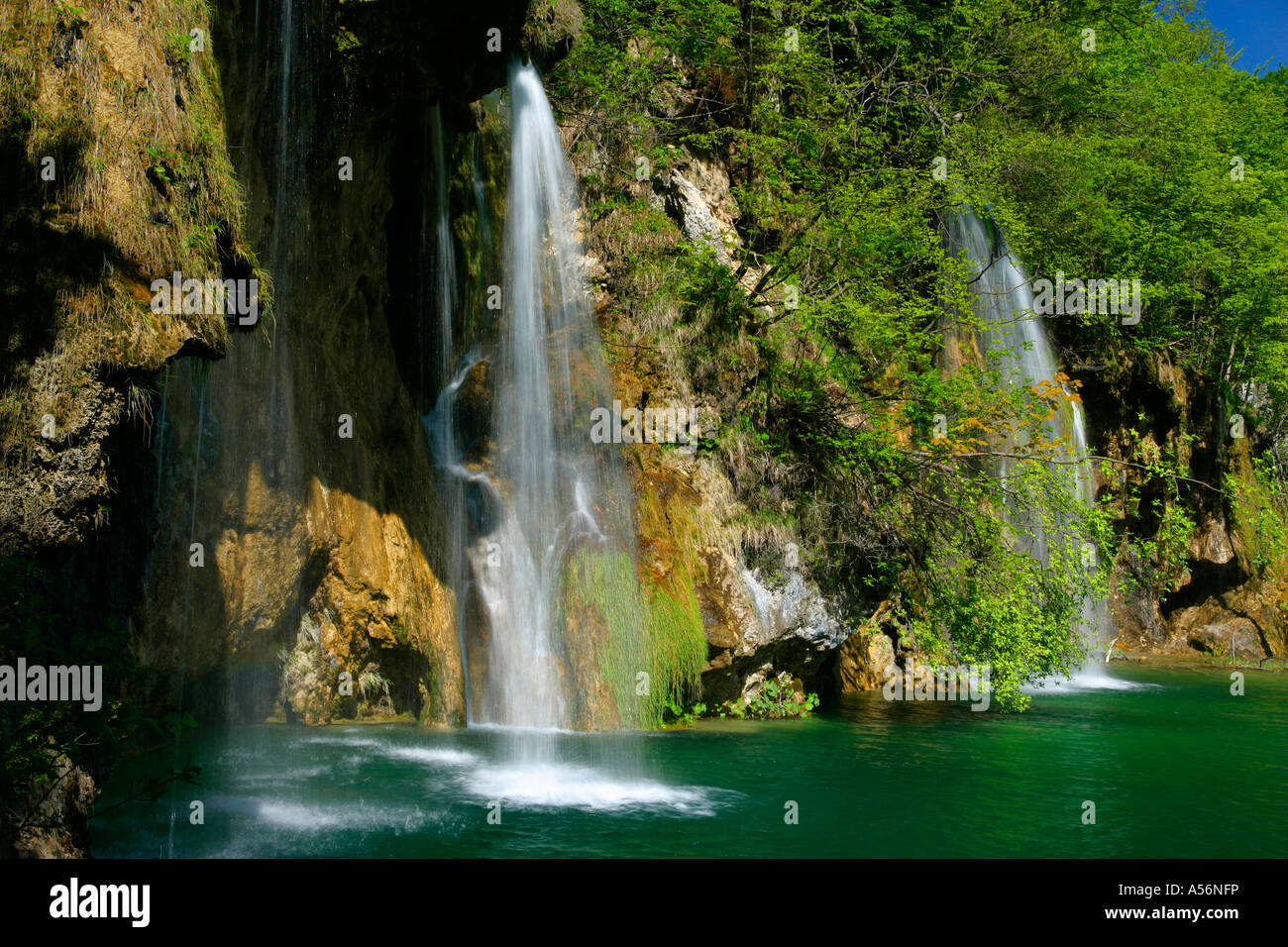 Plitvicer visto Kroatien cascate nella parte superiore zona dei laghi Il Parco Nazionale dei Laghi di Plitvice in Croazia Foto Stock