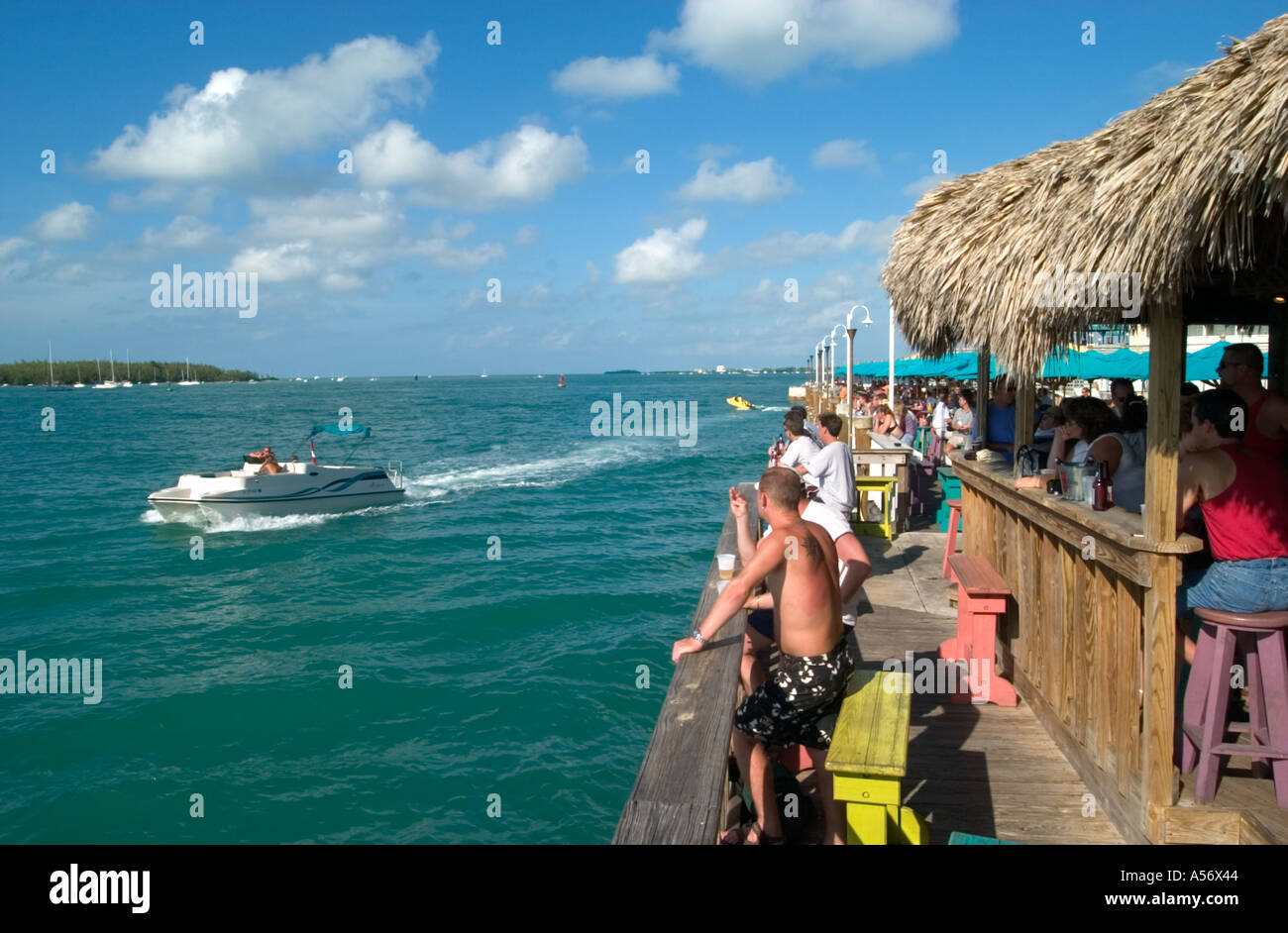 Sunset Pier bar nel centro storico della cittadina, Key West, Florida, Stati Uniti d'America Foto Stock