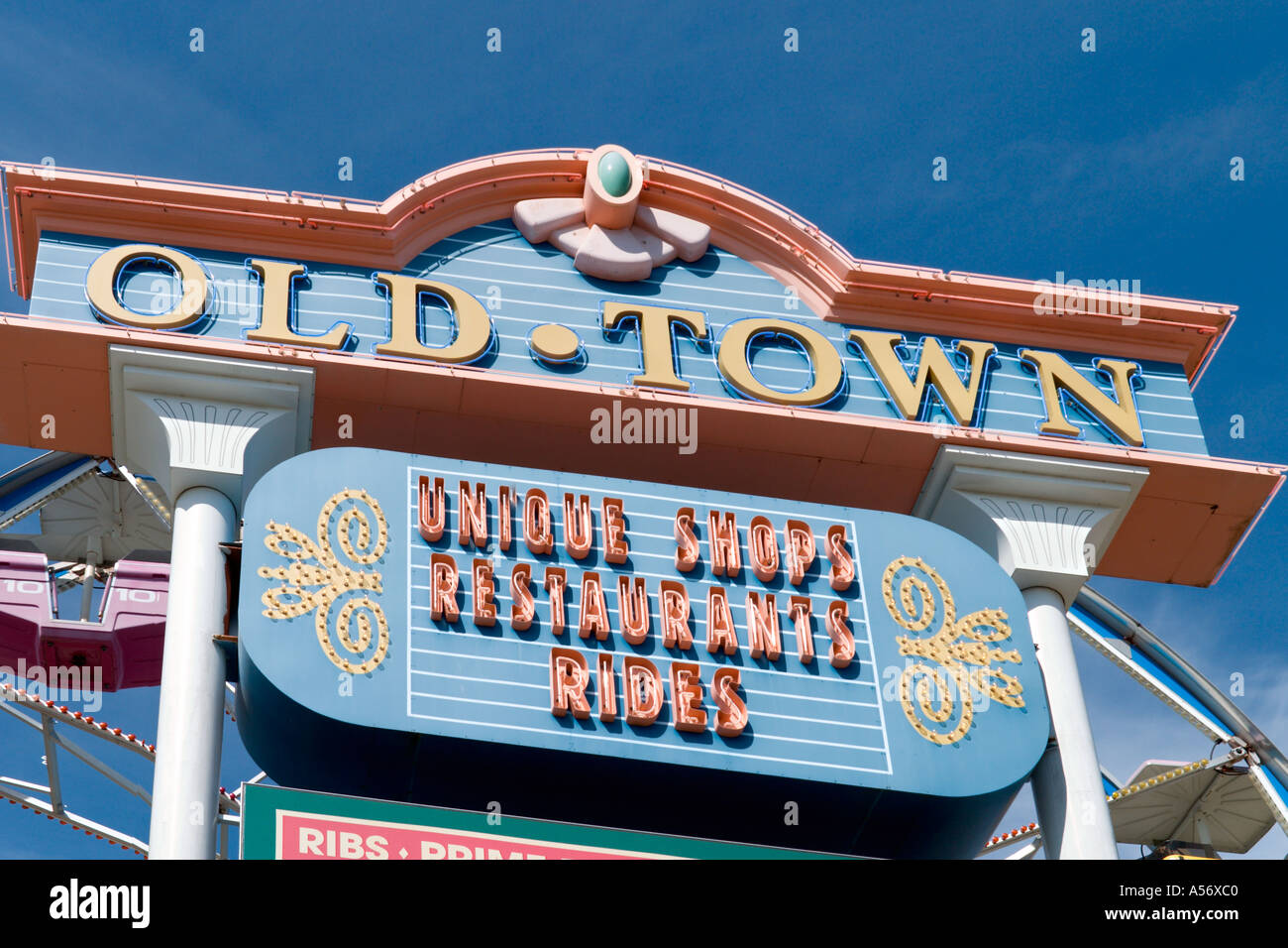Ingresso segno, Old Town Kissimmee, Kissimmee, Orlando, Florida, Stati Uniti d'America Foto Stock